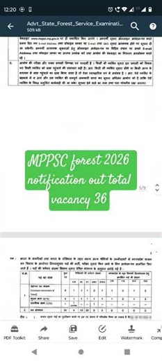 MPPSC forest 2026 notification out total vacancy 36