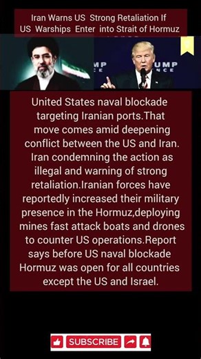 Iran W@rns US Strong Retaliation If US Warships enter into Strait of Hormuz