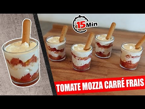 Tomato, mozzarella, and fresh cheese, savory verrine, appetizer, simple, very fresh, summery