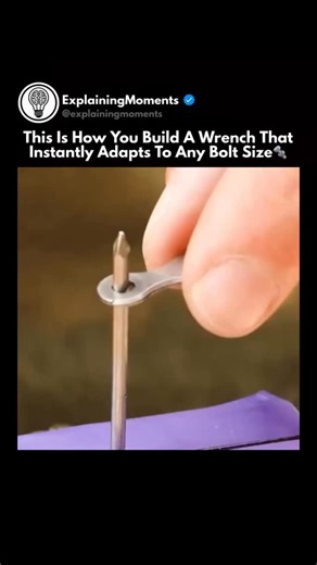 Explaining Moments on Instagram: "This wrench eliminates an entire toolbox in a single motion. Instead of fixed jaws, the head is built from stacked, spring-loaded steel plates that move independently. When the wrench is pressed onto a bolt, each plate slides into place, contouring perfectly around the shape and size of the fastener. That layered design spreads force evenly across the bolt’s surface, reducing slippage and preventing rounded edges. It also means a single tool can grip multiple bo