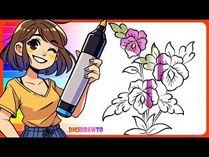 Draw a Pansy Flower - Easy Digital Drawing Tutorial