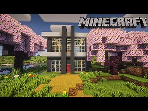Minecraft Creative | Build a Modern House with Sakura Trees Tutorial 🏠🌸