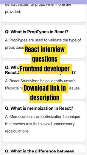react interview questions front end developer #shorts #reactjs