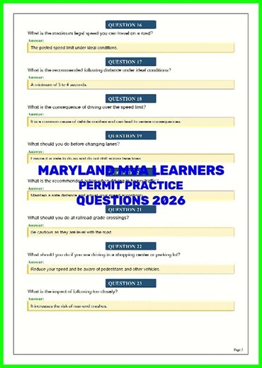 MARYLAND MVA LEARNERS PERMIT PRACTICE QUESTIONS 2026 video