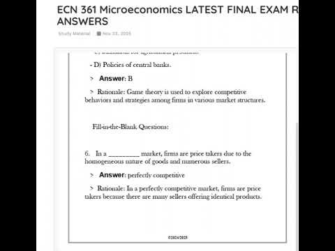 ECN 361 Microeconomics LATEST FINAL EXAM REVIEW QUESTIONS & ANSWERS
