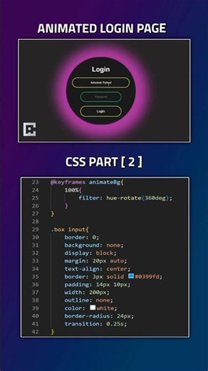 👨‍💻 Animated Login Page Using HTML & CSS | Modern UI Design #webdevelopment #htmlcss #animation