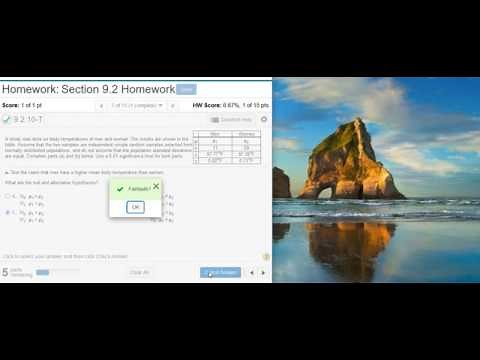Using StatCrunch to perform hypothesis testing on two independent sample means of body temperatures