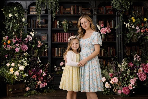 Spring Floral Library Photography Backdrop, Flower Bookcase Easter Background, Spring Books Cake Smash Mother's Day Backdrop Librarian Books - Etsy