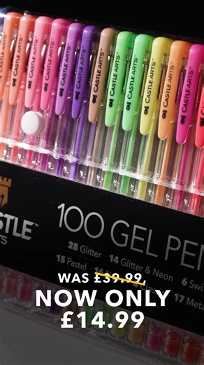 Want to add more colour to your art? Our 100 Piece Gel Pen Set is now only £14.99 in the Black Friday sale! 🌈✨ Featuring glitter, neon, and metallic options, this set has something for every artist. Perfect for crafts, colouring, or gifting! Shop now at castlearts.com | Castle Arts