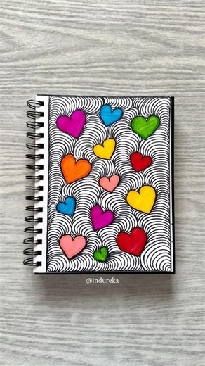 Colorful hearts doodle art 🌈✨ #arttherapy #colorful #creative #hearts #pattern