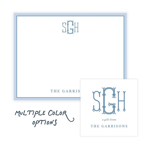 PRINTABLE Flair Monogram Stationery Bundle | Custom Note Card and Gift Tag Template | Personalized Stationery Set | Multiple Color Options - Etsy