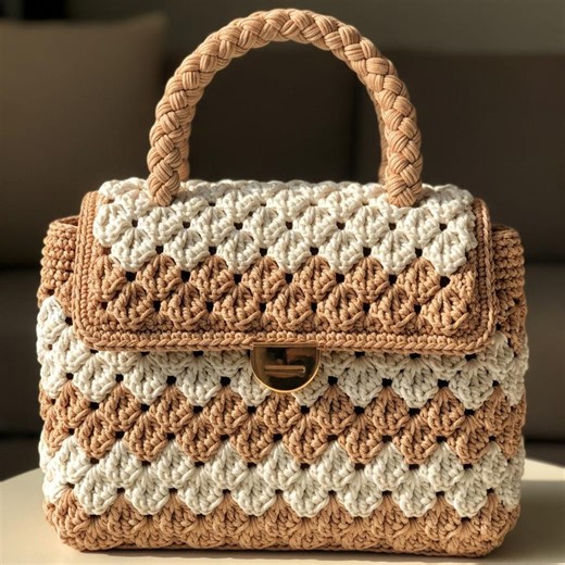 Textured Shell Stitch Crochet Handbag Pattern, Boho Braided Handle Purse DIY (PDF) - Etsy