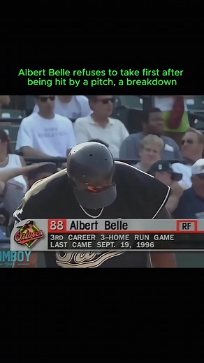 Albert Belle refuses to take first after being hit by a pitch, a breakdown
