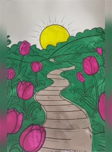 Sunset Coloring Page #drawing #art #coloring #trendingshorts