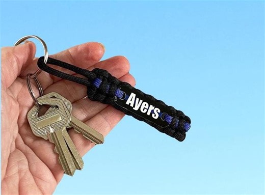 Police Keychain - Personalized Thin Blue Line Paracord Keychain - Bulk Orders Welcome - Etsy
