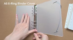 A6 6-Ring Binder, Translucent PP Roud Ring Protector, 6-Hole Pocket Notebook Refill Binder with Elastic Closure, Portable Planner for Journal, Notes, Sketches