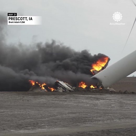 Iowa Wind Turbines Engulfed in Flames After Tornado