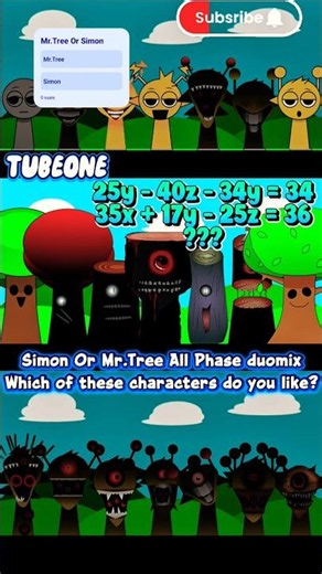 Simon vs. Mr. Tree Evolution: All Phases Showcase | Math Challenge! 🌳👻 #oc #fyp #incrediboxsprunki