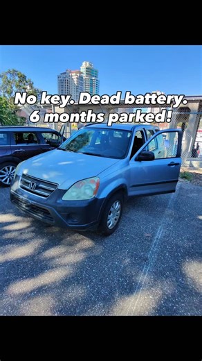 Locksmith Key Bros FL on Instagram: "Lost his only key… and the car hadn’t started in 6 months 😬 This customer parked his 2004 Honda CR-V at the marina, went sailing, and came back to no key. After searching for a week and getting notices to move the car, he finally called ‘Key Bros’. We opened the car, jumped the dead battery, programmed the new key — but the battery was so far gone it still wouldn’t start. Now all he needs is a new battery and he’s good to go. If you have one key left, call ‘
