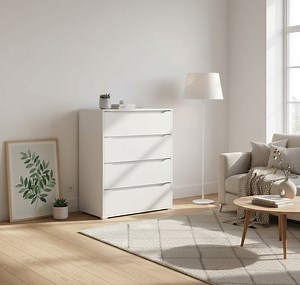 Dressoir Kast Wit Hout – Industrial Home “Ruben Deluxe” – 4 Laden Moderne Commode –... | bol