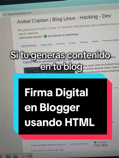 Firma Digital en Blogger usando #HTML #blog #dev #web #blogger