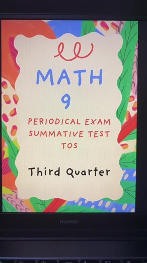 ✨EXAM BUNDLE ➡️Mathematics 9 🤎 SUMMATIVE TEST 🤎3RD QUARTER EXAM 🤎TOS 🤎ANSWER KEY 📌 NOTE: ✨This exam is teacher-made(own/personal) and for educators only. ✨To avail it, you must have a DepEd Email or show proof that you are a teacher. ✨THANK YOU VERY MUCH✨ #3rdquarter #mathematics #periodicaltest #teachersoftiktok #fyp
