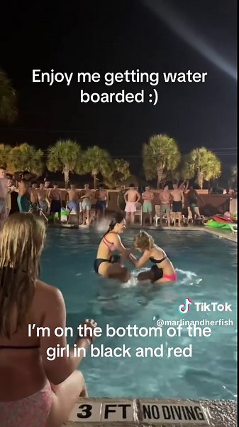 Chicken Fight Fun at Church Camp Pool