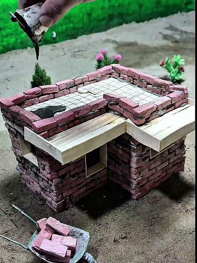 I made mini home with mini bricks #miniature #diy #miniconstruction