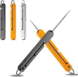 Portable Titanium Toothpicks,Retractable Toothpicks Reusable Pocket Metal Toothpick with Stainless Steel Toothpick Holder Keychain Telescopic Toothpicks (3 Pieces)
