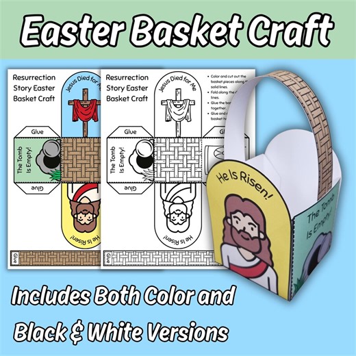 The Resurrection Story of Jesus Easter Basket Printable Craft Activity for Kids Sunday School Bible Lesson Children's Church Easter Activity - Etsy