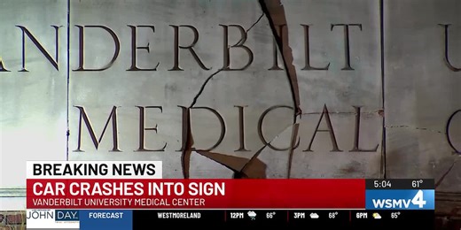 Car crashes into VUMC sign