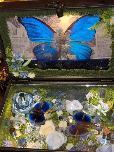 Vintage Mechanical Rotating Butterfly Music Box, Handmade Enchanted Forest Diorama, Fairycore Curio Decor - Etsy