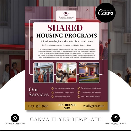 Shared Housing Flyer Template | Affordable Living Canva Flyer | Transitional Room Rental Ad | Editable Design - Etsy