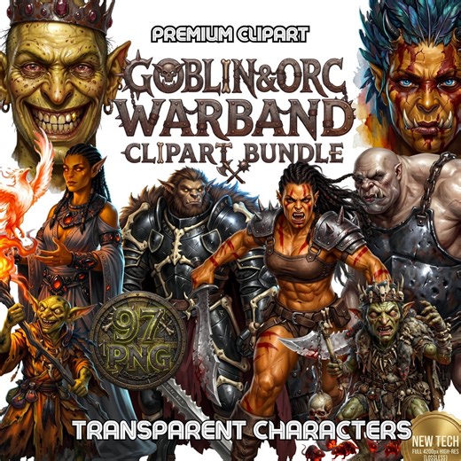 Goblin Warband Clipart Bundle | PNG Orc Shaman Rogue | Fantasy Monster Faction Art | RPG Character Token | Gritty Ogre | Tabletop Asset - Etsy