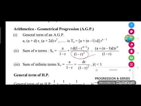 PROGRESSION & SERIES || Arithmetic - Geometrical Progression (A.G.P)