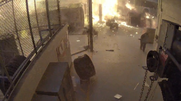 Video shows Sun Metro bus on mechanic lift fall, explode