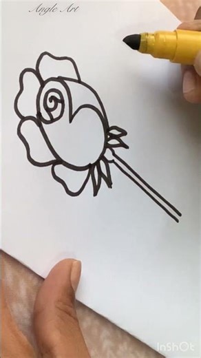 3 se rose drawing\\Easy Rose drawing with colour\\Easy red rose drawing