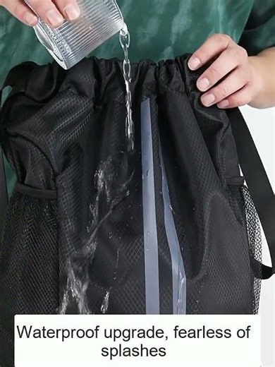 Muka Oxford Sports Gym Backpack with Shoe Compartment & Side Pocket, Large Capacity Drawstring Bag