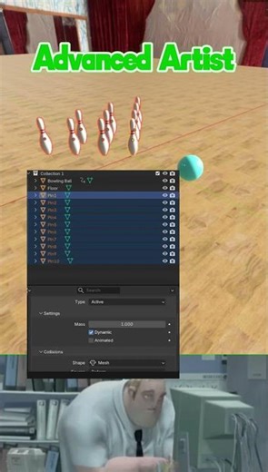 Blender Noob vs PRO Can you do a STRIKE? #bledner #3dart #blednertutorial