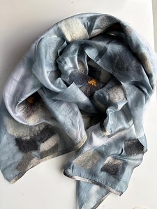 Handmade Felted Silk Scarf: Merino Wool Floral Shawl - Etsy
