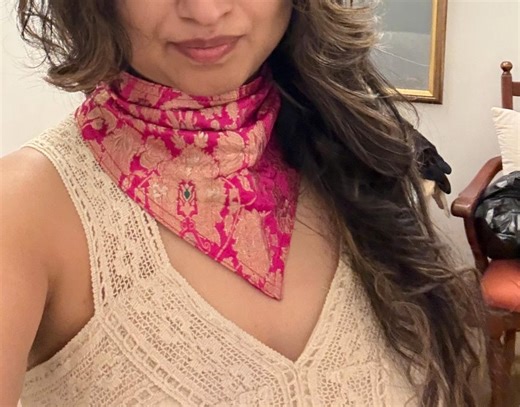 Pink & Gold Brocade Silk Neckerchief Scarf | Vintage-inspired Neck Scarf for Women - Etsy