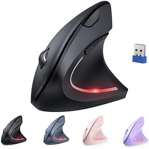 TECKNET 2.4G Ergonomic Mouse Vertical Wireless - 4800 DPI Optical Carpal Tunnel Mouse Right Hand, 5 Adjustable DPI, Quiet Clicks, 6 Buttons for Laptop, Desktop, PC, Computer - Black