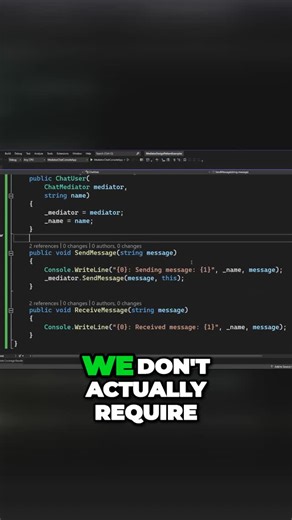 Dev Leader on Instagram: "What's one benefit of the mediator design pattern? The mediator design pattern helps to decouple communication between different parts of your system. In a hypothetical C# project, that would mean that you don't need to know about the type or the instance of the destination you want your message to go to. You don't really need to know anything concrete about the destination because you'll never have one module talk directly to another! Instead, we route things through t