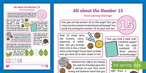 EYFS Maths: All about the Number 15 Home Learning Challenges