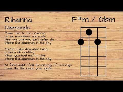 Rihanna - Diamonds UKULELE TUTORIAL W/ LYRICS
