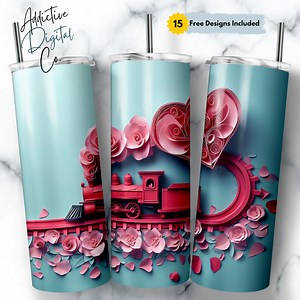 20 Unzen Becher Sublimation Design, Valentinstag Zug Wrap, digitaler Download, gerade & konisch PNG - Etsy.de