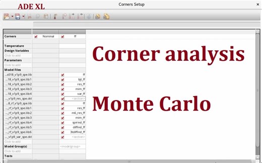 用cadence进行工艺角和蒙特卡洛仿真