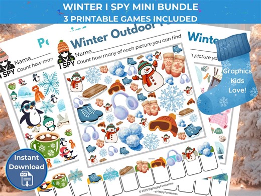 Winter I Spy Mini Bundle – 3 Printable Winter I Spy Games for Kids | Snow Day & Cozy Activities - Etsy Canada