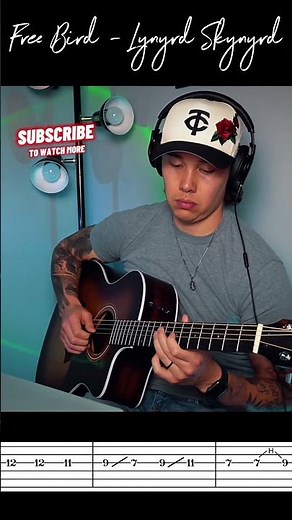 Free Bird Lynyrd Skynyrd Intro Solo Guitar TAB #guitar #acousticmonday #fy #acousticguitar #shorts