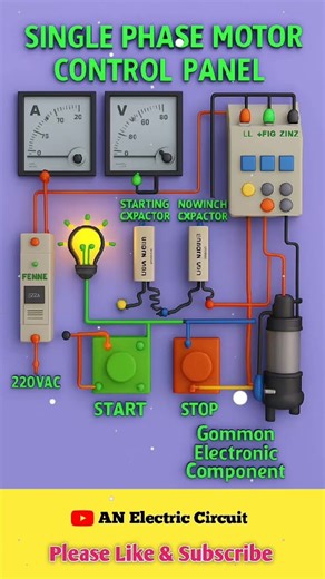 Single Phase Motor Control Panel | #shortsfeed #circuitdiagram #electronic